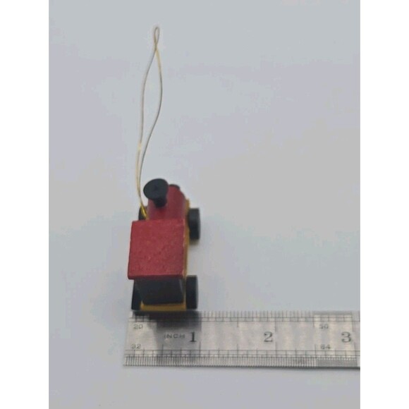 Vintage Wooden Choo Choo Train Engine Hanging Christmas Ornament Red Heart Front - Picture 8 of 9